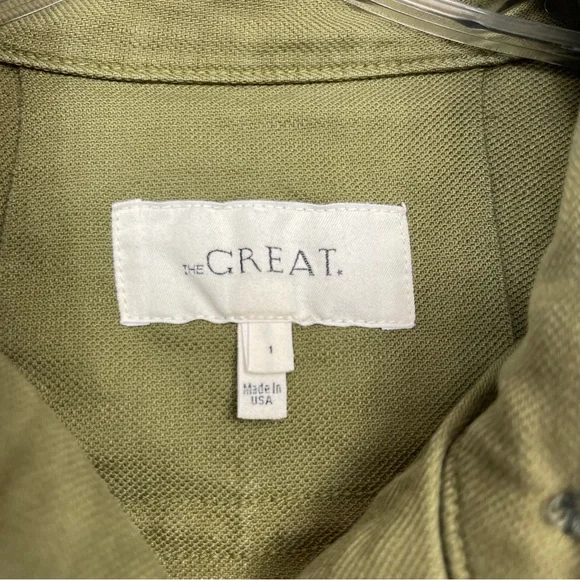 THE GREAT. The Swingy Army Jacket Military Green Utility Short High Low Coat 1 S - Picture 9 of 16